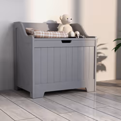 HOMCOM Storage Trunk with Safety Hinge for Living Room, 56.4cm, Grey - Additional view 8