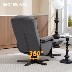 HOMCOM Rocker Swivel Recliner Chair with Footstool, Velvet Upholstered - Additional view 5