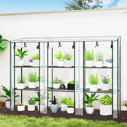 Outsunny 3 Tier Lean-to Mini Greenhouse with Plastic Cover, Clear