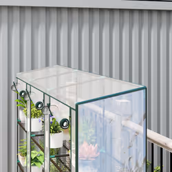 Outsunny 3 Tier Lean-to Mini Greenhouse with Plastic Cover, Clear - Additional view 7
