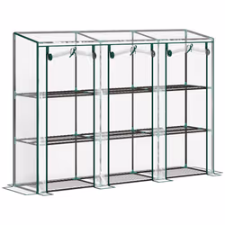 Outsunny 3 Tier Lean-to Mini Greenhouse with Plastic Cover, Clear - Additional view 8