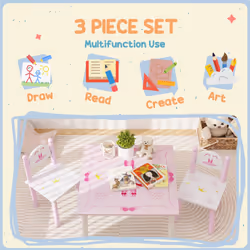 AIYAPLAY Princess-Designed Toddler Table and 2 Chairs Set, for Playroom