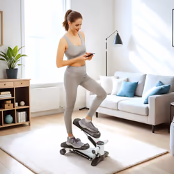SPORTNOW Mini Stepper Machine with LCD Monitor, Non-Slip Pedals, White