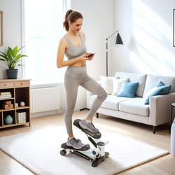 SPORTNOW Mini Stepper Machine with LCD Monitor, Non-Slip Pedals, White