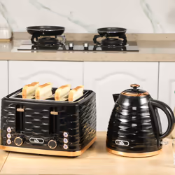 HOMCOM Toaster with 4 Slot, 7 Browning Levels, 1600W, Black Ripple