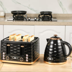 HOMCOM Toaster with 4 Slot, 7 Browning Levels, 1600W, Black Ripple