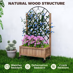 Outsunny Wooden Raised Bed, Outdoor Planter Box w/ Metal Trellis - Additional view 5