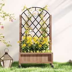 Outsunny Wooden Raised Bed, Outdoor Planter Box w/ Metal Trellis - Additional view 6