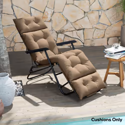 Outsunny Sun Lounger Cushion Only, Garden Lounge Chair Cushion, Khaki