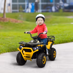 AIYAPLAY 12V Kids Quad Bike w/ 4 Suspension Wheels, for 3-5 Years, Yellow