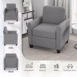 HOMCOM Modern Accent Chair with Spring Cushion, Back Pillow, Grey - Additional view 8