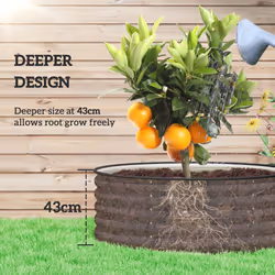 Outsunny Galvanised Planter with Gloves, 120 x 120 x 43cm, Cream White