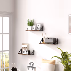 HOMCOM Set of 3 Vintage Wall Shelves for Living Room Rustic Brown