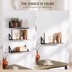 HOMCOM Set of 3 Vintage Wall Shelves for Living Room Rustic Brown