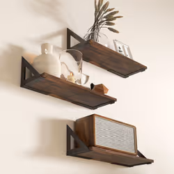HOMCOM Set of 3 Vintage Wall Shelves for Living Room Rustic Brown - Additional view 5