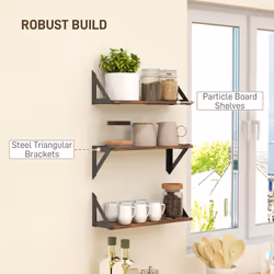 HOMCOM Set of 3 Vintage Wall Shelves for Living Room Rustic Brown - Additional view 8