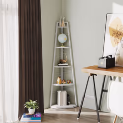 HOMCOM 5-Tier Corner Shelf, Shelving Unit with Adjustable Feet, White