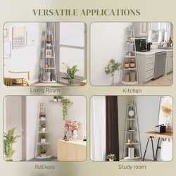 HOMCOM 5-Tier Corner Shelf, Shelving Unit with Adjustable Feet, White - Additional view 5