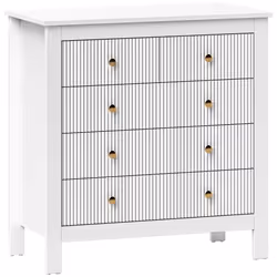 HOMCOM Fluted Bedroom Chest of Drawers w/ 5 Drawers Gold Tone Handles White - Additional view 8