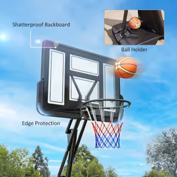 SPORTNOW 2.45-3.05m Portable Basketball Hoop and Stand with Wheels, Black - Additional view 6
