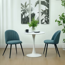 HOMCOM Set of 2 Dining Chairs with Shell Backrest and Padded Seat Green
