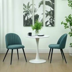 HOMCOM Set of 2 Dining Chairs with Shell Backrest and Padded Seat Green