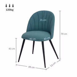 HOMCOM Set of 2 Dining Chairs with Shell Backrest and Padded Seat Green