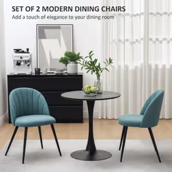 HOMCOM Set of 2 Dining Chairs with Shell Backrest and Padded Seat Green