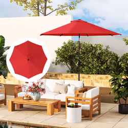 Outsunny UPF 50+ Replacement Parasol Canopy Parasol Cover Replacement - Red