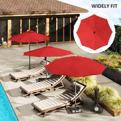 Outsunny UPF 50+ Replacement Parasol Canopy Parasol Cover Replacement - Red