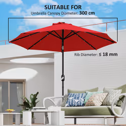 Outsunny UPF 50+ Replacement Parasol Canopy Parasol Cover Replacement - Red