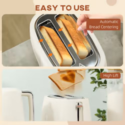 HOMCOM 1.7L Fast Boil Electric Kettle and 2 Slice Water Toaster Set, Cream - Additional view 5