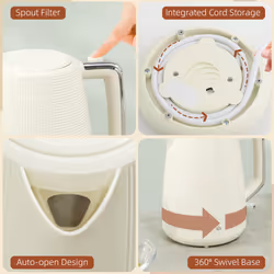 HOMCOM 1.7L Fast Boil Electric Kettle and 2 Slice Water Toaster Set, Cream - Additional view 6