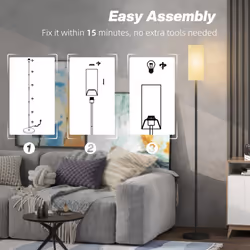 HOMCOM Floor Lamp with Linen Shade & Foot Switch for Living Room, White - Additional view 4