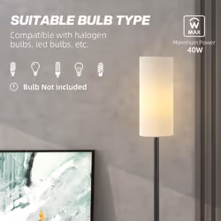 HOMCOM Floor Lamp with Linen Shade & Foot Switch for Living Room, White - Additional view 5