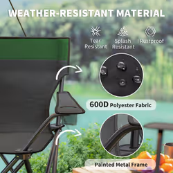 Outsunny 4 Piece Foldable Camping Table and Chairs Set, Olive Green