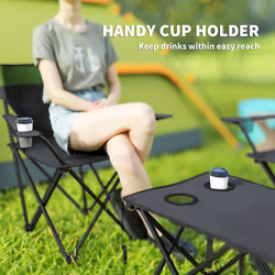 Outsunny 4 Piece Foldable Camping Table and Chairs Set, Olive Green - Additional view 4