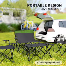 Outsunny 4 Piece Foldable Camping Table and Chairs Set, Olive Green - Additional view 5
