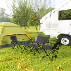 Outsunny 4 Piece Foldable Camping Table and Chairs Set, Olive Green - Additional view 6