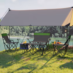 Outsunny 4 Piece Foldable Camping Table and Chairs Set, Olive Green - Additional view 8