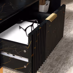 HOMCOM Coffee Table, Living Room Table with Drawer and Open Shelves, Black - Additional view 6