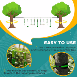 AIYAPLAY Seven-Piece Kids Zip Line Kit for Garden, 10m Length