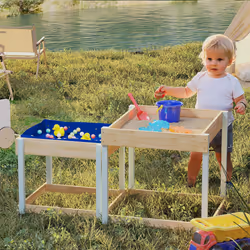 AIYAPLAY 2 PCS Wooden Sandpits, Sand and Water Play Tables with Bottom Liner
