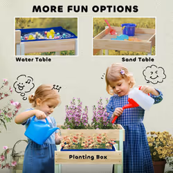 AIYAPLAY 2 PCS Wooden Sandpits, Sand and Water Play Tables with Bottom Liner