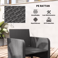 Outsunny Wicker Patio Conversation Set with 2 Armchairs and 6 Cushions Cream - Additional view 5