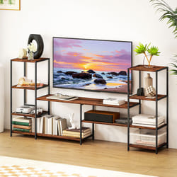 HOMCOM TV Unit for TVs up to 55 Inches, Industrial TV Stand with Shelves