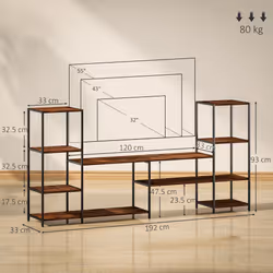 HOMCOM TV Unit for TVs up to 55 Inches, Industrial TV Stand with Shelves
