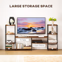 HOMCOM TV Unit for TVs up to 55 Inches, Industrial TV Stand with Shelves