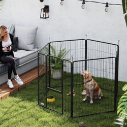 PawHut Dog Playpen, 6 Panels Puppy Pen Dog Playpen, 100cm High, Black