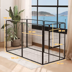 PawHut Dog Playpen, 6 Panels Puppy Pen Dog Playpen, 100cm High, Black